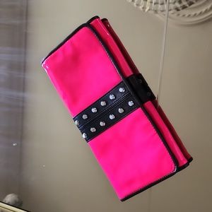 Michael Kors Collection Fuchsia and Black Studded Clutch